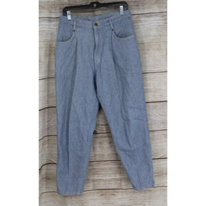 VINTAGE Lee Womens Sz 14 Petite High Rise Pleated Straight Leg Denim Jeans Blue